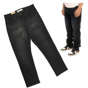 NEW Royal Blue 8408 Mens Relaxed Straight Stretch Fit Jeans Black PANT 40x32 NWT